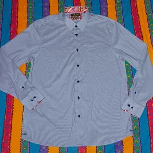 Banana Lemon Stretch Collection Striped Button Dress Shirt Vintage